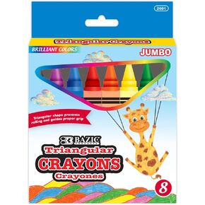 BAZIC 8 Color Premium Quality Super Jumbo Triangle Crayon