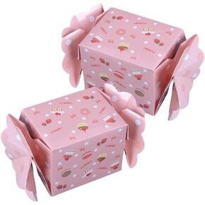 Foxegg Fancy Pink Candy Boxes Party Party Papors Bover Box Paporge Flage For Chocolate و Macarons و Nougat و 2.9 (L) × 2.4 (W) × 3 (H) Inch-10 Sets