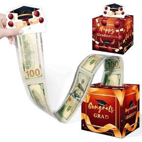 Money Box for Cash Graduation Gift, Graduation Money Holder for Cash with Pull Out Card DIY Set with 50PCS Plastic Bags, High School College Ceremony Grad Party Decorations-S02