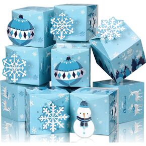 Layhit 24 PCS Christmas Candy Joxes 3.9 × 3.9 × 3.9 '' Candy Treat Box 3D Christmas Hights Joxes Xmas Paper Goodie Containers زخرفة محمولة لصالح حفل ​​العطلات (نمط الشتاء)