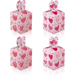 CPTBAG 12pcs Valentine's Day Treat Boxes Small Gift Boxes Red Pink Heart Cardboard Gift Goodies Candy Boxes for Mothers Day,Anniversary Wedding Valentines Day Party Favor Supplies
