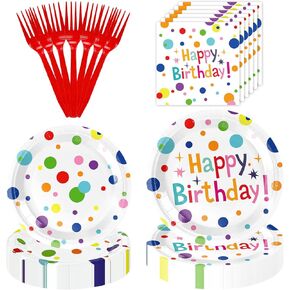 160 Pcs Confetti Happy Birthday Plates, Cups, Napkins and Tableware Sets for Happy Birthday Decorations,Supplies Include Forks, Happry Birthday Decorations Which Can Serve 40