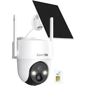 ARENTI 4G LTE Cellular Security Camera No WiFi, Solar Camera Outdoor Wireless for Home Security, 2K Color Night Vision, 360° Live Feed, PIR Motion Sensor, 2 Way Talk (Includes SIM Card)