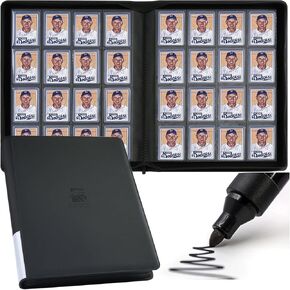 16 Pocket Toploader Binder ، يحمل 640 Top Loaders - Bremium Top Loader Binder مع الأكمام لحاملي البطاقات الصلبة 3 "× 4" لبطاقات التداول أو البطاقات الرياضية - أسود كلاسيكي