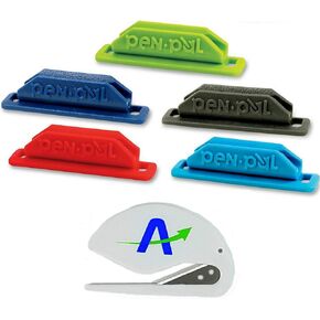 Pen Pal Pen/Pencil Holder, Rubber, Self-Adhesive, 5-Pack/All Same Color Plus Bonus Custom AdvanageOP Letter Opener (Assorted)