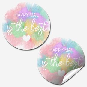 Happy Mail هو أفضل قوس قزح باستيل ، شكرًا لك على علامات تقدير العملاء للشركات الصغيرة ، ملصقات دائرة 60 1.5 بوصة بواسطة Amandacreation ، للأظرف ، البطاقات البريدية ، البريد المباشر ، المزيد!