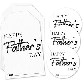 40Pcs Happy Father's Day Stickers Labels,20Pcs Rectangular and 20Pcs Round Self-Adhesive Labels for Father's Day, Fathers Day Party Decor, Envelope Seal.