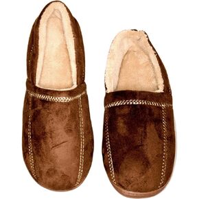 Modern Moccasin Memory Foam Men's Slipper, Size 13-14 - Stylish Microsuede - Long-Lasting Memory Foam - Warm Fleece Lining - Men's Slippers, Brown