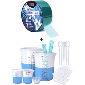 مجموعة حزمة من Let's Resinc 2inch wide × 108 قدم شريط راتنج طويل و 450 مل من أكواب قياس السيليكون