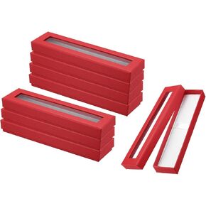 مربع هدايا Patikil Red Pen ، 8 حزمة قلم فارغ مع مربع عرض نافذة واضحة لمكتب أعمال مجوهرات قلم رصاص المجوهرات