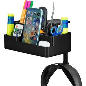 حامل القلم الثابت Brainwavz مع شماعات سماعة الرأس ، منظم المكاتب المنزلية Hobby Craft لجانب المكتب ، والأرفف - سهلة التثبيت ، المشبك القابل للتعديل