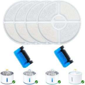 Wonder Creature Cat Water Fountain Filter Replacement, 4+2 Pack, Round Carbon Filters for 81oz/2.4L Stainless Steel Top Automatic Pet Fountain (4+2 Pack)