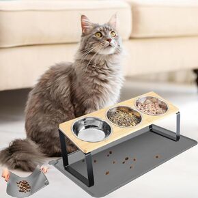 Slow Feeder Cat Bowl with Stand, Ceramic Slow Eating Cat Bowl Fish Pool Design Elevated Cat Food Bowl for Dry and Wet Food Anti-Vomiting Cat Puzzle Feeder for Healthy Eating Diet (Green)