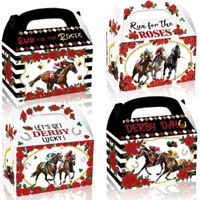 yvaine 12 PCS Party Horse Racing Birles Treats Roxs for the Roses Goodie Box Derby Gifts for Horse Racing Derby Party Supplies