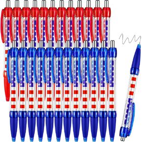 PLOIND PROON PEN American Flage Pens ، Day Day Retractable Pens ، Stars Stripes Flag Desk Accessories للهدايا التذكارية للولايات المتحدة الأمريكية ، الهدايا ، أخذ الملاحظات ، انتخاب الرئيس الأمريكي ، الحاضر في الرابع من يوليو (24 جهاز كمبيوتر)