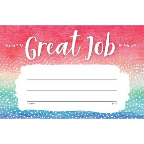 Teacher Created Resources Watercolor Great Job Awards, 8.5" x 5.5"