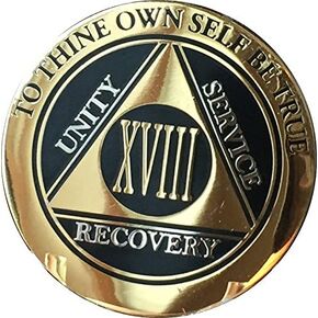 RecoveryChip 18 سنة AA ميدالية أنيقة من أدمغة الكحول الفضية الفضية الفضية