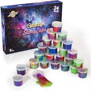 JoyJoz 24 قطعة Galaxy Slime ، لحفلات الحفلات للأطفال الفتيات والفتيان ، والبالغين ، والأعمار 6+ غير لزجة ، والتوتر والقلق ، والرطب ، لعبة الحمأة الناعمة الفائقة