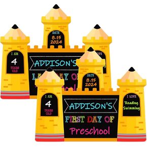 Waahome في اليوم الأول من School Chalkboard 11.5 "x13.2" الأول والأخير من علامة المدرسة عودة إلى School Sign for Kids Girls Boy
