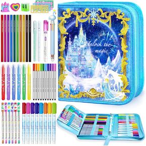 weirtoya Washable Fruit Scented Markers Set, 53 PCS Aet Set with Pencil Case, Art Craft Kit for Kids 4-6 6-8 Girls Toys for 4,5,6,7,8,9 Year old Girls Birthday Gifts