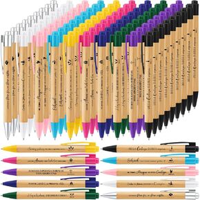 Spakon 80 Pcs Spanish Bible Verse Ballpoint Pens Regalos Cristianos En Español Bamboo Christian Gifts for Women with Inspirational Scripture for Hispanic Church Nurse Mother Teacher(Black)