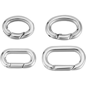 UniCraftale 4 pcs 4 أنماط حلقات مفتاح بيضاوي مقطع ربيع بوابة الصلب غير القابل للصدأ o حلقة الربيع المشبك موصل الحلقات المعدنية الزناد مقطع carabiner