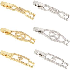 OLYCRAFT 6Pcs Zirconia Watch Extender Platinum Golden Necklace Bracelet Extender Chain Extension Clasp with Cubic Zirconia for Bracelet Necklace Making DIY Jewelry Extender - 6Styles
