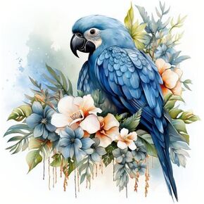 PFFNGPEN Diamond Painting Kits for Adults, 5D DIY Bird Diamond Art Kits for Beginners, Full Drill Round Diamond Art for Home Wall Decor,Parrot, 12x12 inch