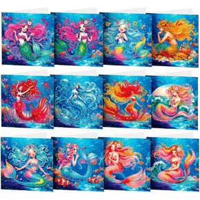 Pigpigboss 12 Packs Owl Diamond Painting بطاقات المعايدة مع مغلفات ، بطاقات تهنئة فن البومة الماس الخاصة ، وبطاقات عيد ميلاد زهرة الطلاء مع الماس للبالغين نعمة العطلات