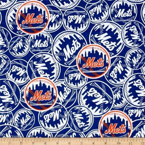 MLB New York Mets Cotton Broadcloth ، نسيج من الفناء