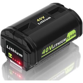40V 6.0Ah Lithium-Ion Battery Replacement for Ryobi 40v Battery, OP4020, OP4060, OP4040, OP4050. High Capacity Compatible with Ryobi 40-Volt HP Cordless Power Tools and Chargers