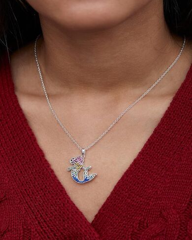 Disney The Little Mermaid, Princess Ariel Silver Plated Crystal Pendant, 18" in Kuwait