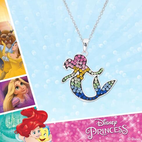 Disney The Little Mermaid, Princess Ariel Silver Plated Crystal Pendant, 18" in Kuwait