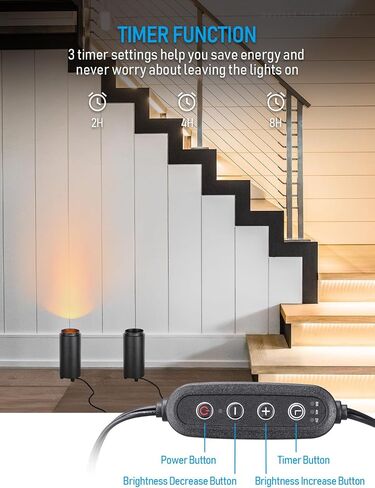 TORCHSTAR 5CCT Zoomable Uplighting Floor Can Light, 10.39 Inch Large Size, 1200LM Dimmable Indoor Spot Light with Auto ON/Off Switch, Integrated Adjustable Focus Lighting, 1800-5000K, Black, Pack of 2 in Saudi Arabia