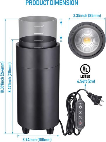 TORCHSTAR 5CCT Zoomable Uplighting Floor Can Light, 10.39 Inch Large Size, 1200LM Dimmable Indoor Spot Light with Auto ON/Off Switch, Integrated Adjustable Focus Lighting, 1800-5000K, Black, Pack of 2 in Saudi Arabia