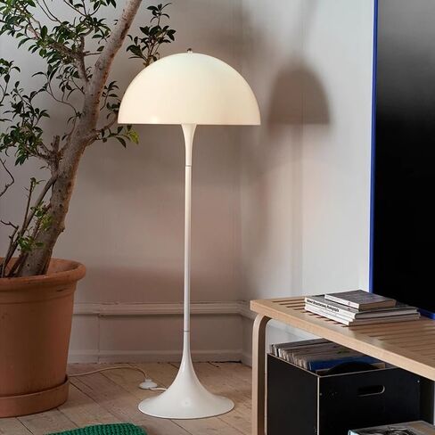 Modern Floor Lamp with Dome Shade, White Metal Base and Shade, Contemporary Living Room Standing Light (Table) in Saudi Arabia