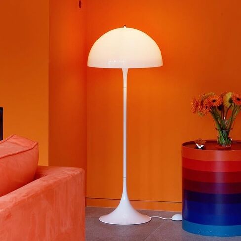 Modern Floor Lamp with Dome Shade, White Metal Base and Shade, Contemporary Living Room Standing Light (Table) in Saudi Arabia