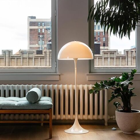 Modern Floor Lamp with Dome Shade, White Metal Base and Shade, Contemporary Living Room Standing Light (Table) in Saudi Arabia