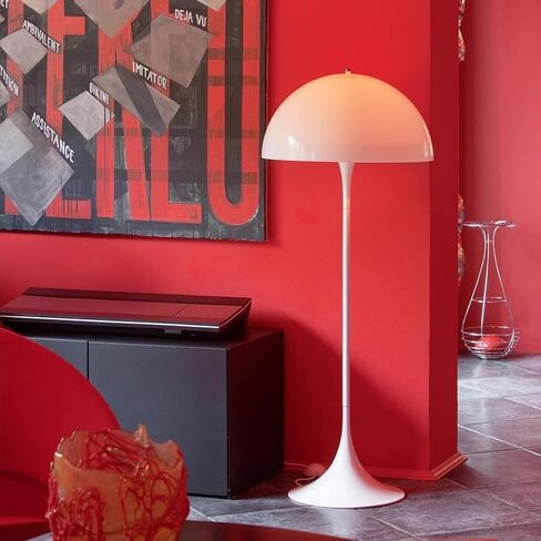 Modern Floor Lamp with Dome Shade, White Metal Base and Shade, Contemporary Living Room Standing Light (Table) in Saudi Arabia