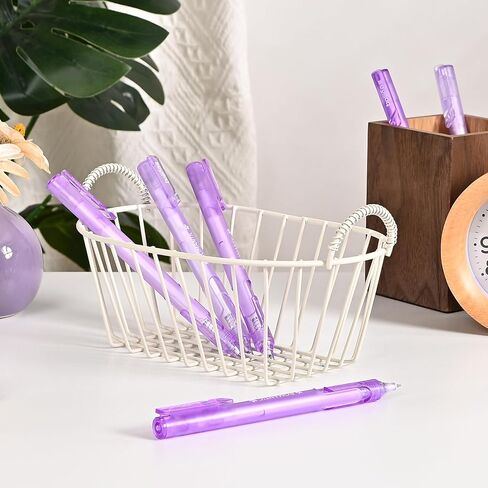 Temiary 6 Pcs Retractable Gel Pens & 4 Pcs Extra Refills, Black Ink 0.5 mm Fine Point, Smooth Writing for Journaling Note Taking, Aesthetic Rolling Ball Pen for Home School Office Supplies (Purple) in Kuwait