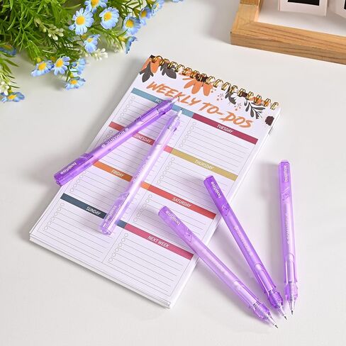 Temiary 6 Pcs Retractable Gel Pens & 4 Pcs Extra Refills, Black Ink 0.5 mm Fine Point, Smooth Writing for Journaling Note Taking, Aesthetic Rolling Ball Pen for Home School Office Supplies (Purple) in Kuwait