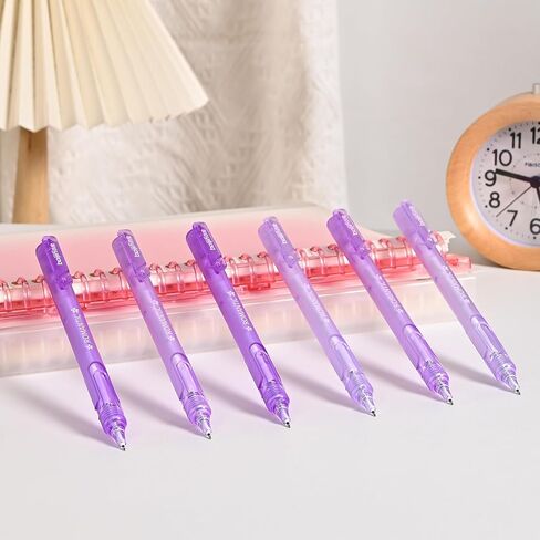 Temiary 6 Pcs Retractable Gel Pens & 4 Pcs Extra Refills, Black Ink 0.5 mm Fine Point, Smooth Writing for Journaling Note Taking, Aesthetic Rolling Ball Pen for Home School Office Supplies (Purple) in Kuwait