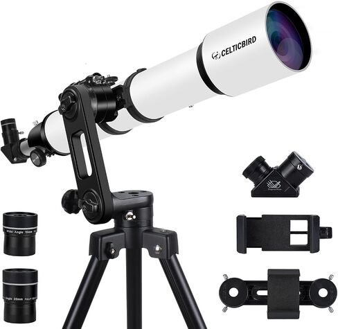 Telescopes for Adults Astronomy, 90mm Aperture 1000mm Refractor Telescopes for Adults Beginners Kids with High Precision Adjustment, Phone Adapter Holder, Ultra-Stable Vertisteel AZ Mount Base Tripod in Kuwait