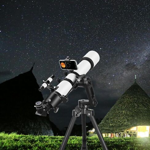 Telescopes for Adults Astronomy, 90mm Aperture 1000mm Refractor Telescopes for Adults Beginners Kids with High Precision Adjustment, Phone Adapter Holder, Ultra-Stable Vertisteel AZ Mount Base Tripod in Kuwait