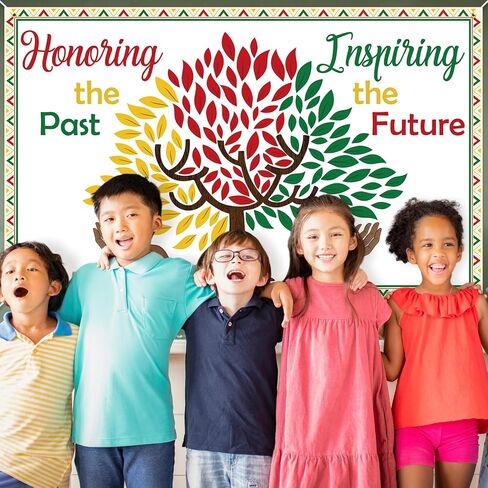 Black History Month Backdrop 71" x 43" Inspiring The Future Honoring The Past Black History Bulletin Board Decorations for Classroom African American Celebration Decoration(Heart Leaves) in Saudi Arabia