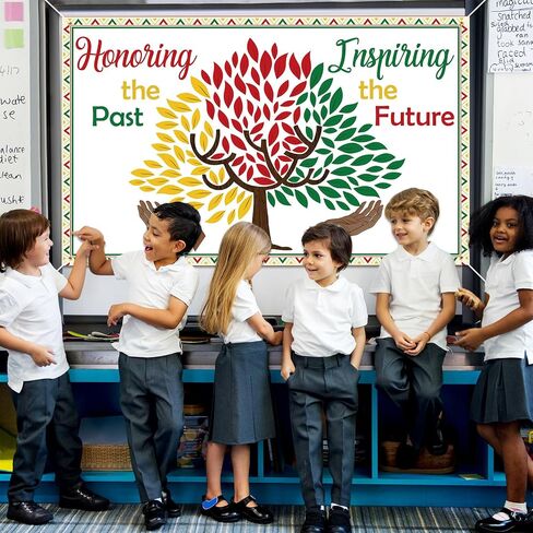 Black History Month Backdrop 71" x 43" Inspiring The Future Honoring The Past Black History Bulletin Board Decorations for Classroom African American Celebration Decoration(Heart Leaves) in Saudi Arabia