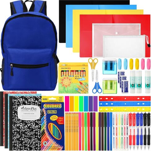 86 Pcs School Supplies Kit with Backpack Back to School Supplies Bag Set Elementary Essential Bundle Bulk for Kid Student Girl Boy Classroom School(Black) in Saudi Arabia