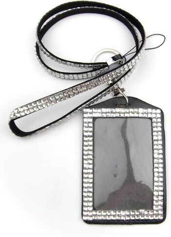 ALL in ONE Rhinestone Lanyard Bling Crystal Necklace + Card Holder for Id/Key/Cell Phone (White) in Saudi Arabia