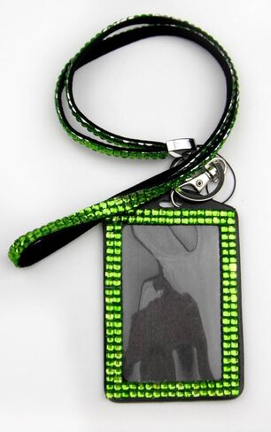 ALL in ONE Rhinestone Lanyard Bling Crystal Necklace + Card Holder for Id/Key/Cell Phone (White) in Saudi Arabia