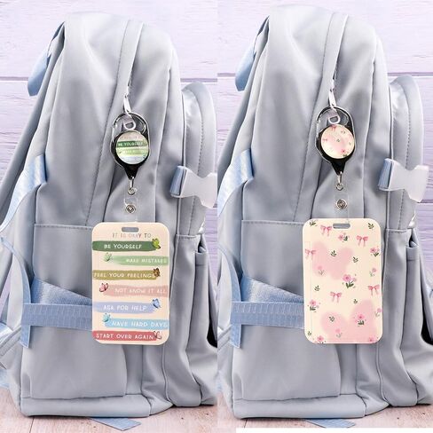 Inspirational Quote Work Retractable Badge Reel Preppy School Butterfly ID Holder Cute Reel Clip & Card Holder for Keys ID Badges for Women Girls Kids Staff Aesthetic Retractable Keychain(It's Ok) in Kuwait